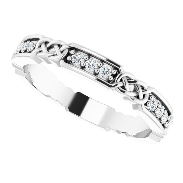 0.27 ct. Round Diamond Eternity Band Celtic Knot Accent Ring-VIRABYANI